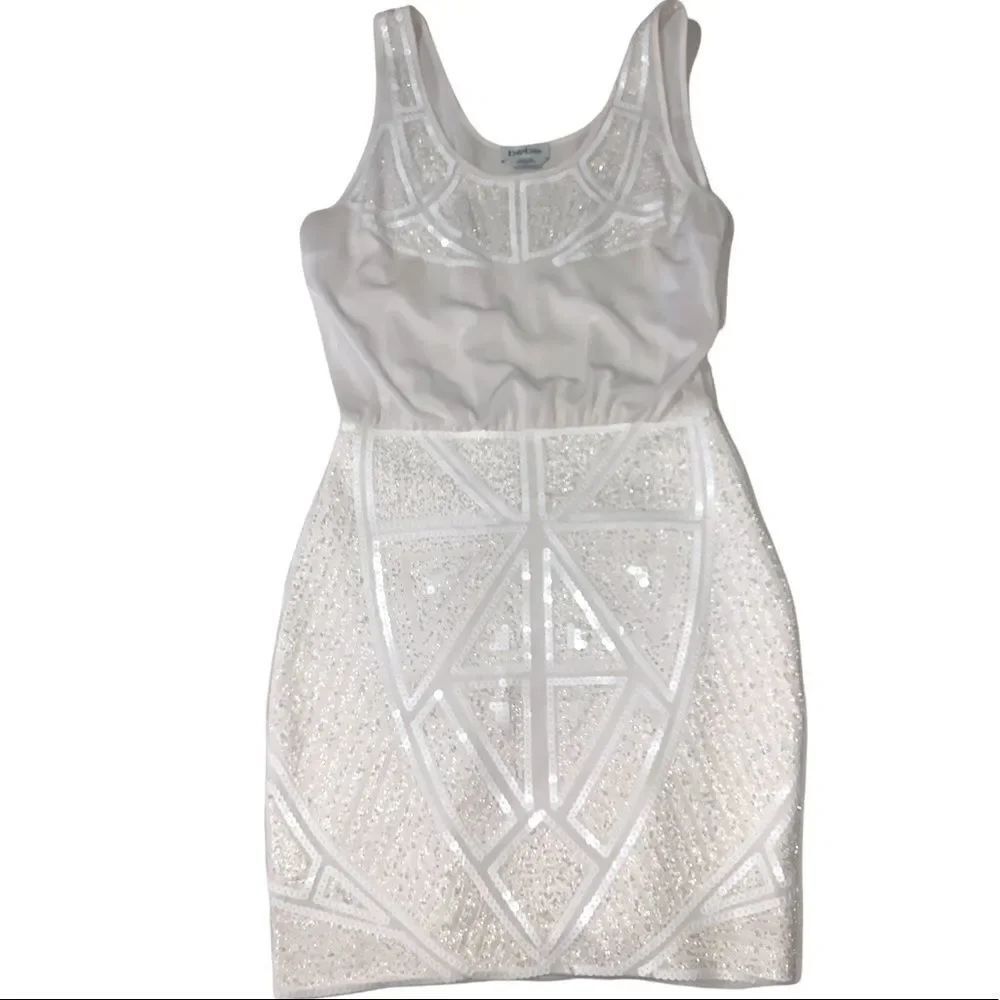 Bebe white sequin mini Dress